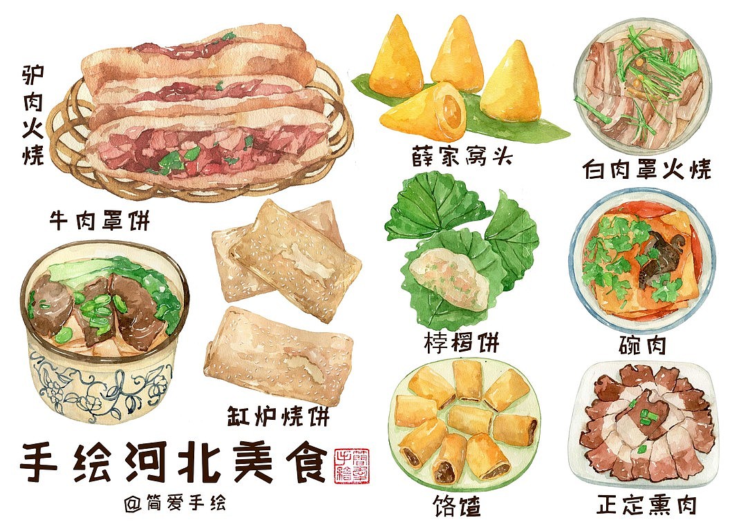 【纸上的美食】手绘水彩美食全集（图ZMjM5MDAxODg4） - 绘画 - 站酷设计师简爱手绘原创素材 - 站酷ZCOOL