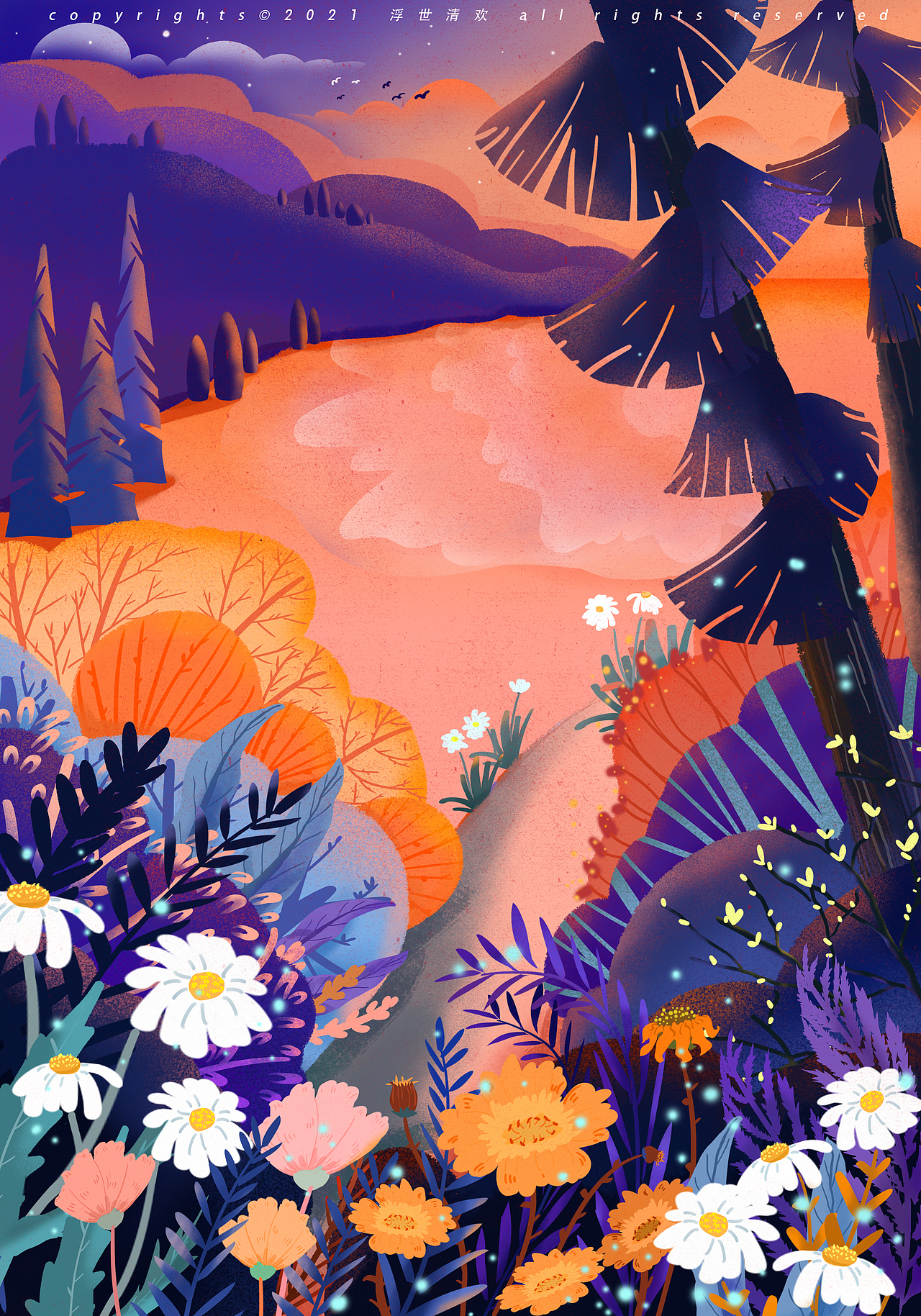 《夜》之——等待日落（图ZMjQ3MTI4MTYw） - 商业插画 - 站酷设计师昔伶舟原创素材 - 站酷ZCOOL