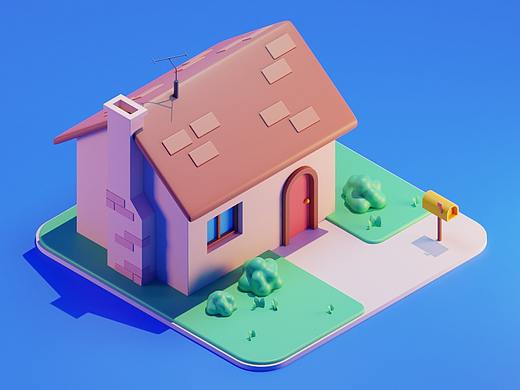 blender练习-小房子