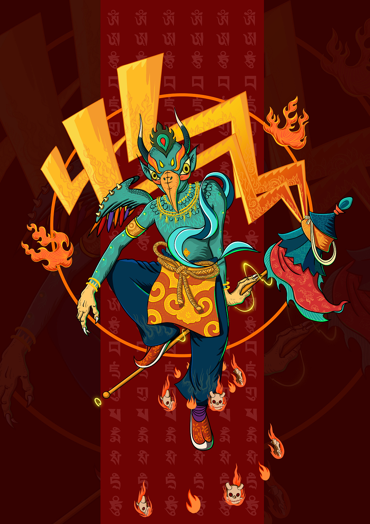 藏族面具文化 ~【卡通人物画】|插画|创作习作|DuZa - 原创作品 - 站酷 (ZCOOL)