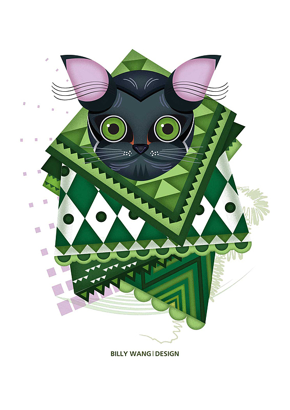 猫系列插画设计#猫图腾/猫之花系列（图ZMTE4MDMyMDA=） - 新锐潮流插画 - 站酷设计师王比利原创素材 - 站酷ZCOOL