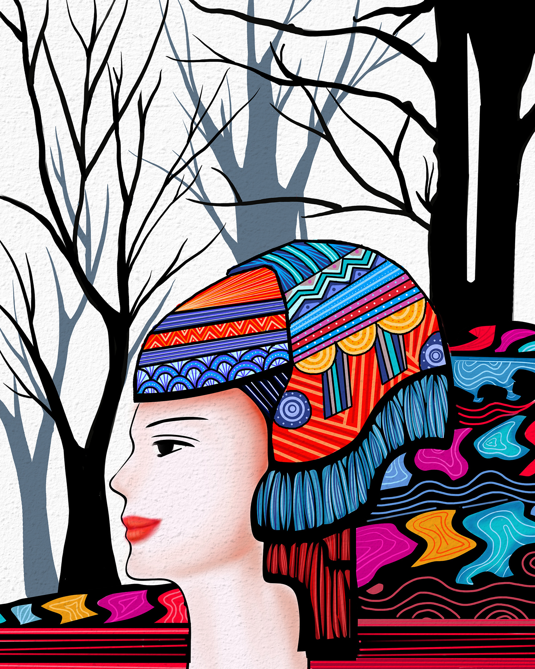 民族风插画之玉溪高铁插画设计