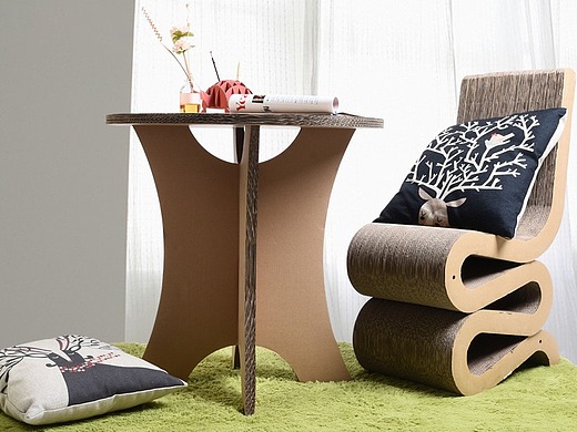 纸匠纸品咖啡桌 | 瓦楞纸家具圆形办公桌