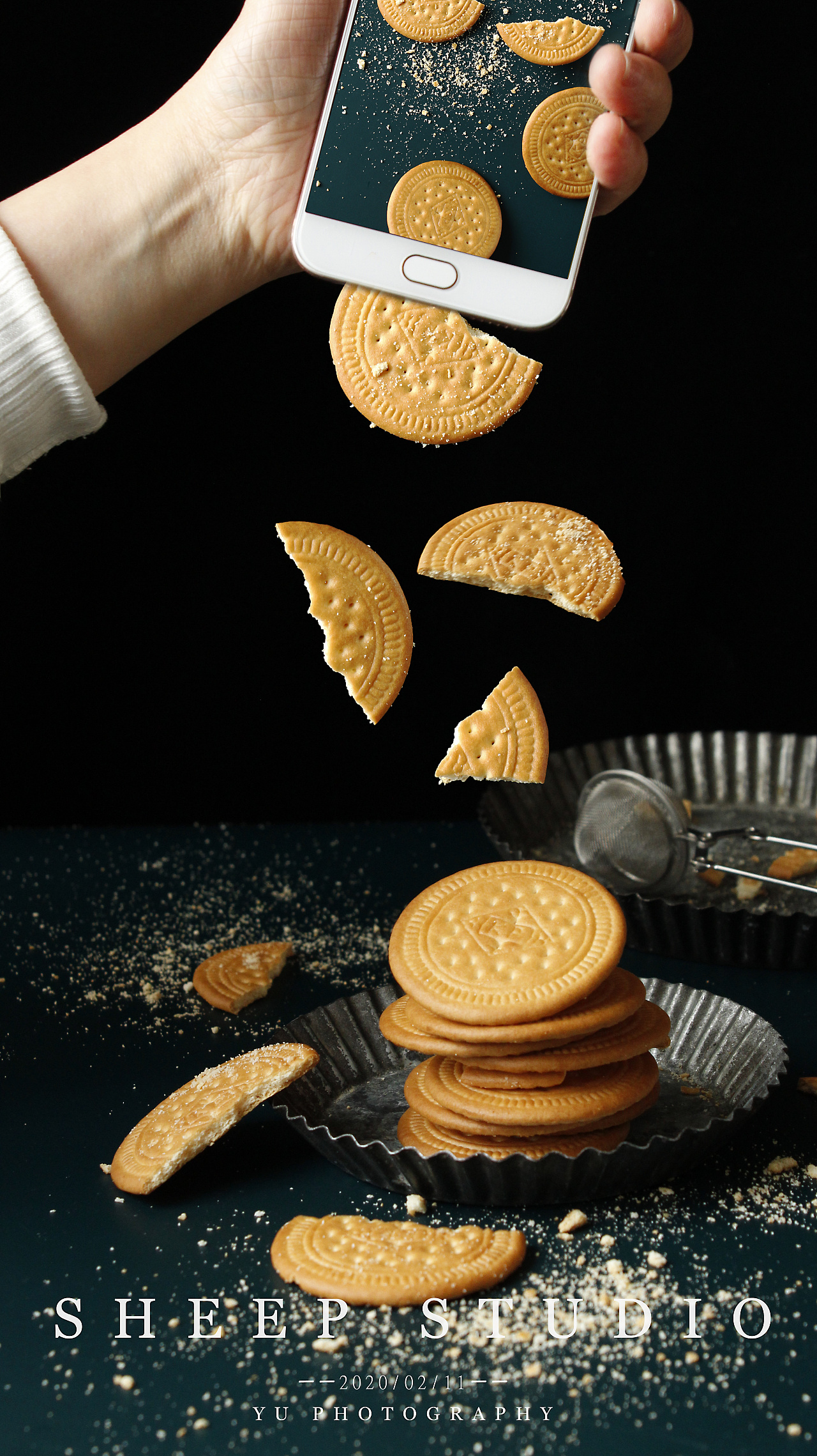 一组创意早餐饼干牛奶口味