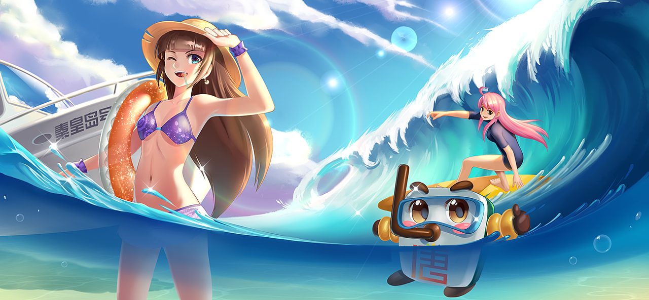 夏日冲浪|插画|游戏原画|柴犬与包子 - 原创作品 - 站酷 (zcool)