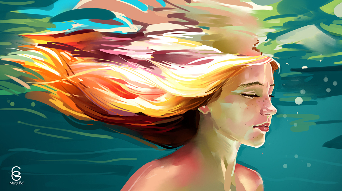 水下的女孩2（图ZNjIxMjA4OA==） - 商业插画 - 站酷设计师忙波原创素材 - 站酷ZCOOL