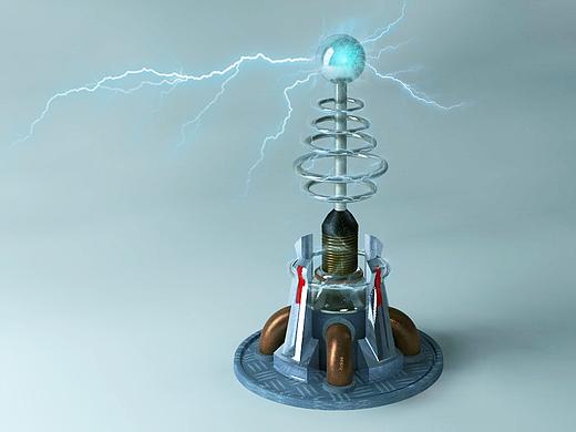 C4D — 红色警戒之磁暴线圈（特斯拉线圈）