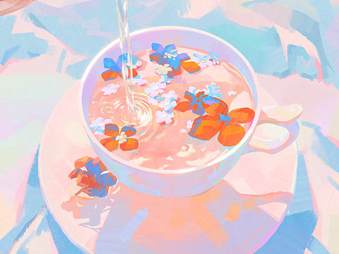 温温柔柔的阳光花茶💐插画教学(含步骤