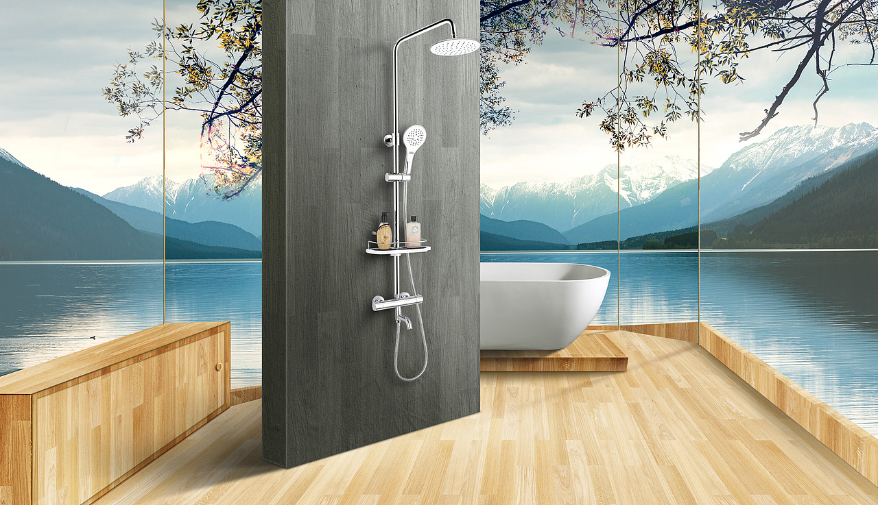 家装卫浴厨房面盆水龙头淋浴花洒场景p图/产品修图/排版