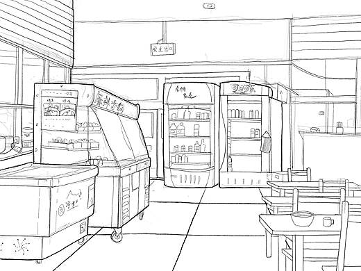 在校场景速写线稿