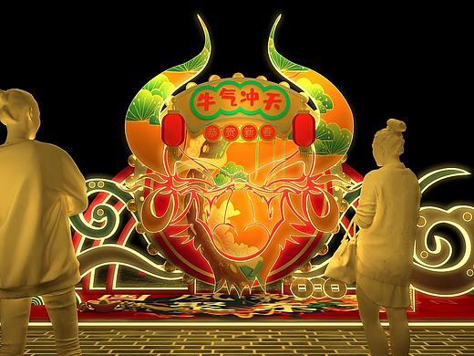 亮化美陈国潮牛年新春新年拍照点