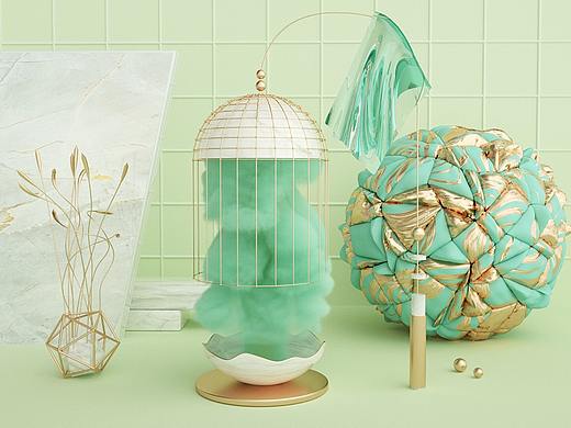 C4D 莫兰迪色系元素的构想