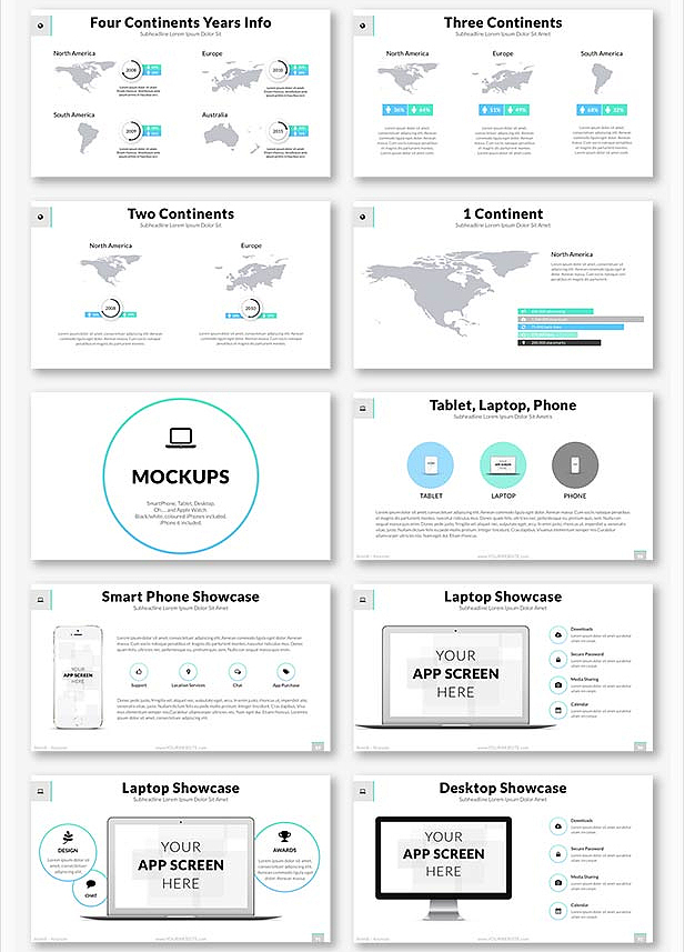 经典欧美风格PPT模板多种树状图