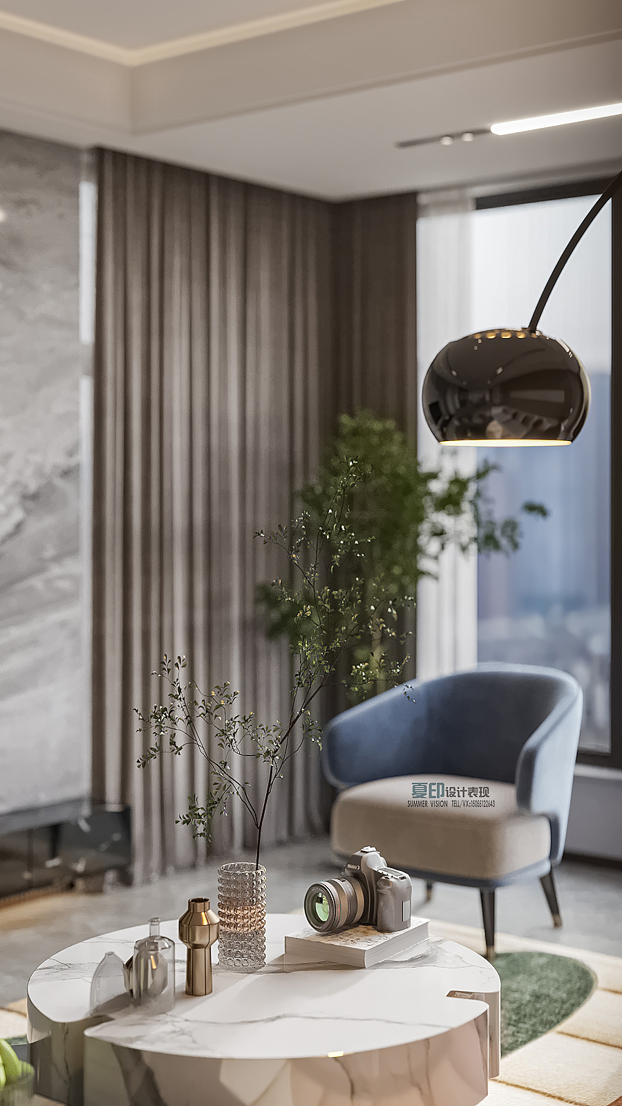 夏印设计表现//欧式客餐厅+新中式茶室