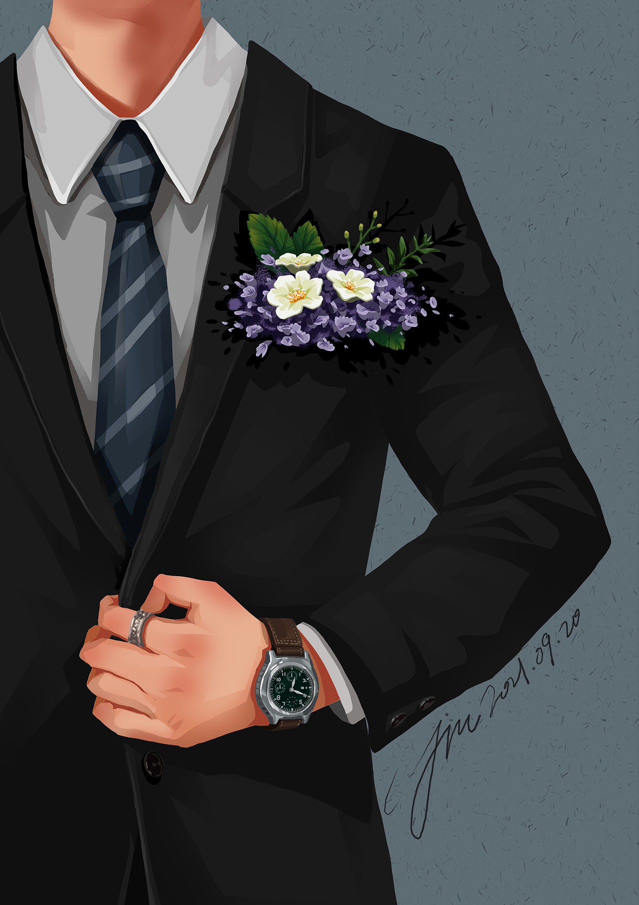 西服与花朵|插画|创作习作|一个中年演员 - 原创作品 - 站酷 (zcool)