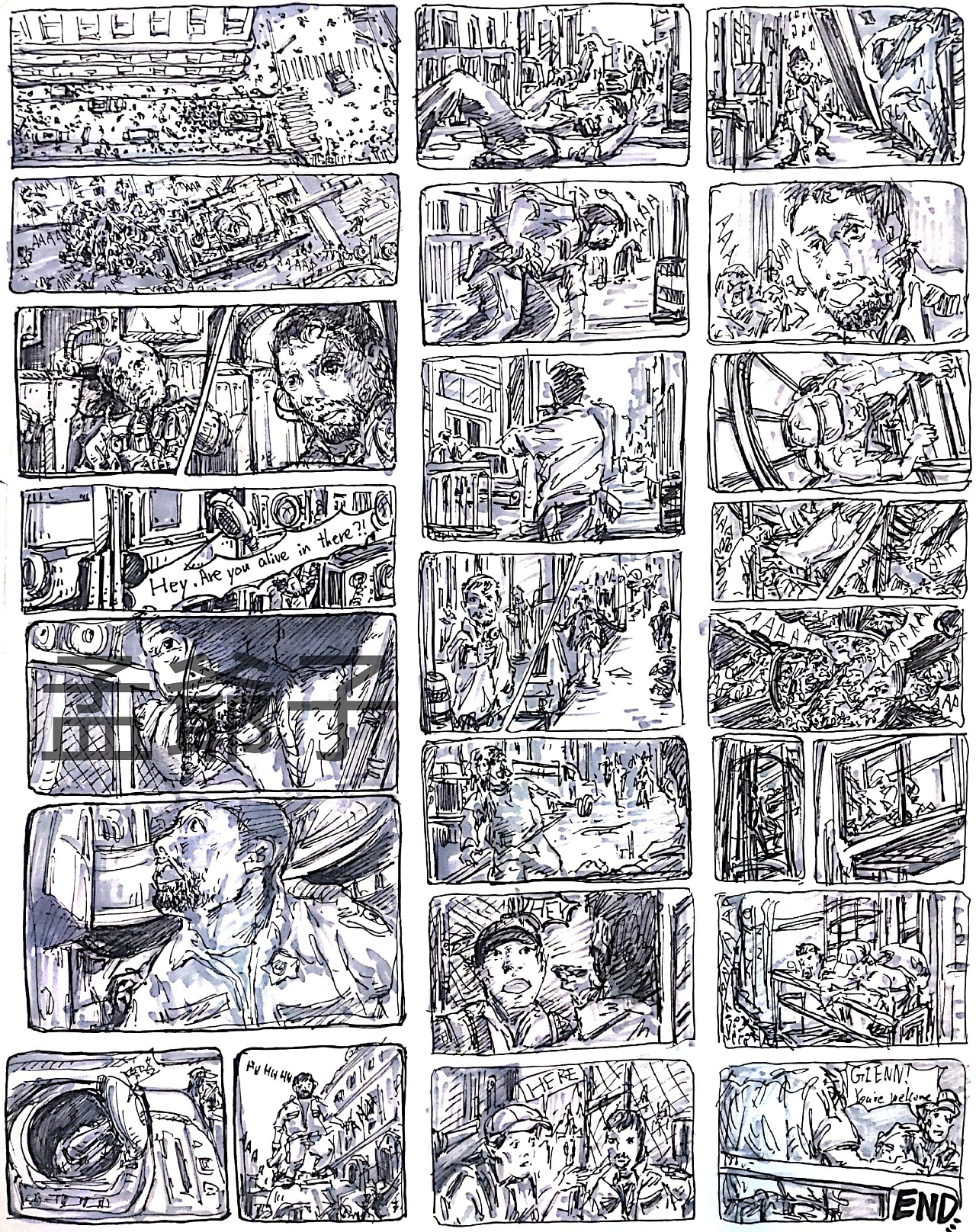 行尸走肉速写分镜|插画|创作习作|孟爷子 - 原创作品 - 站酷 (zcool)