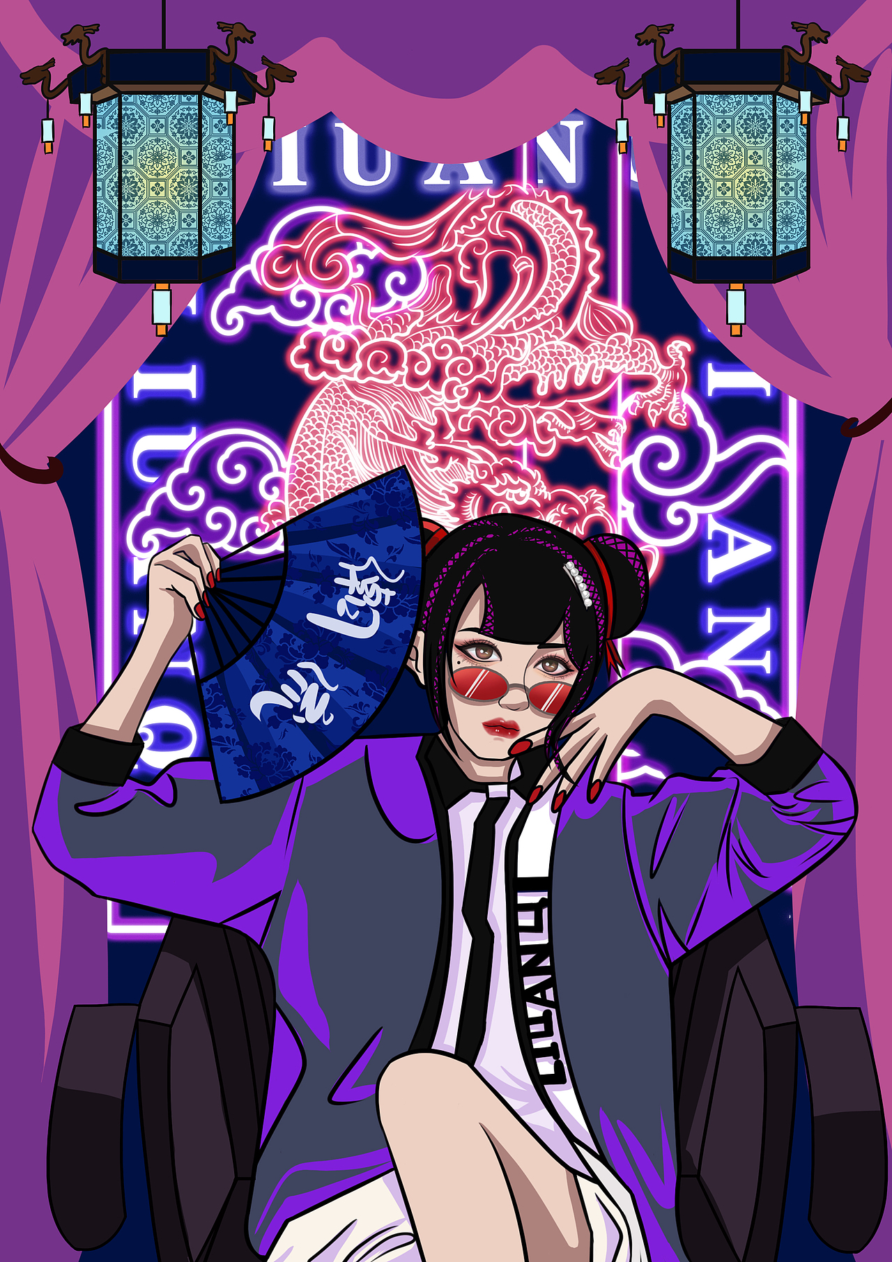 国潮插画|霓虹灯