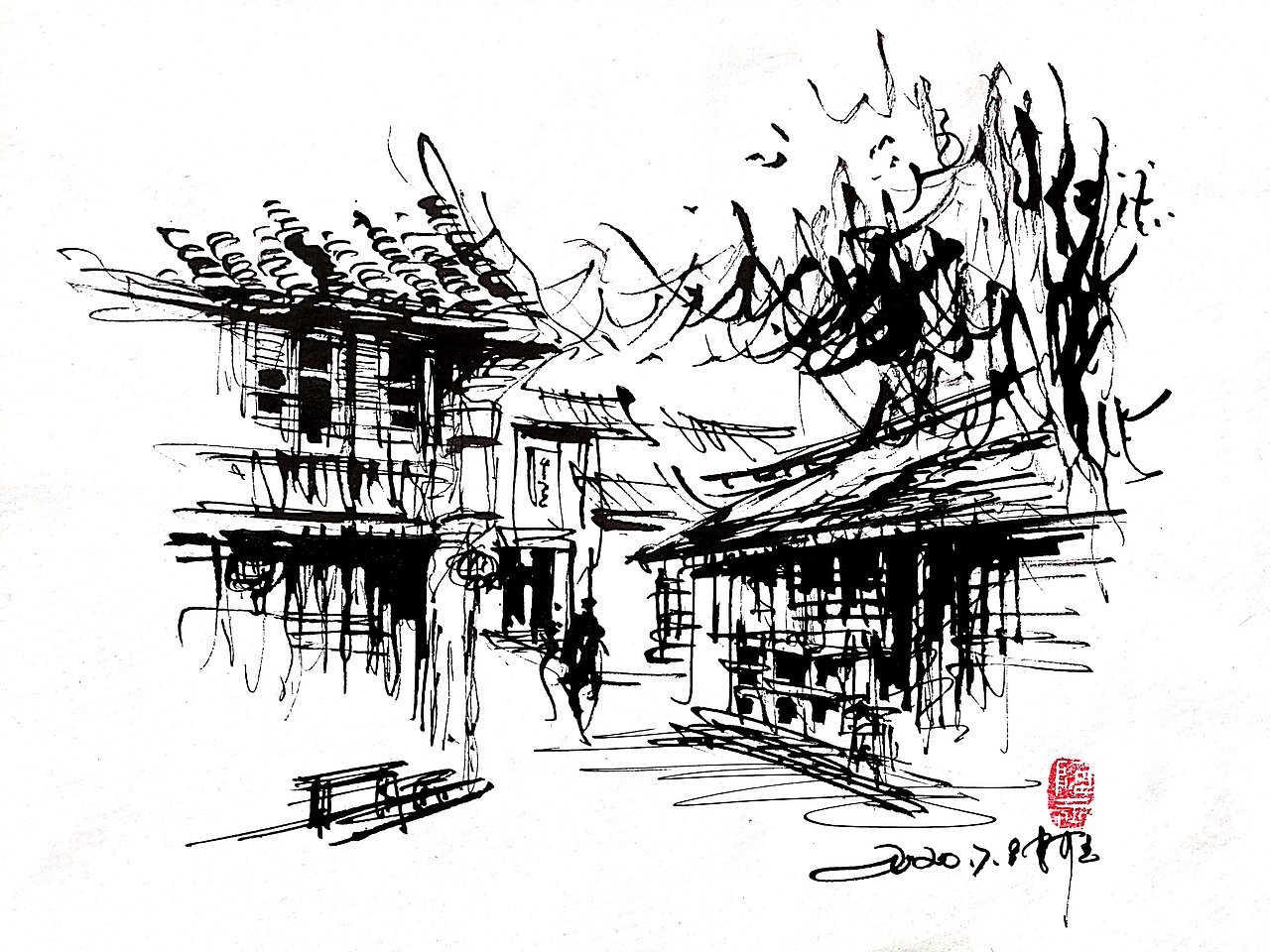 阿王速写建筑风景