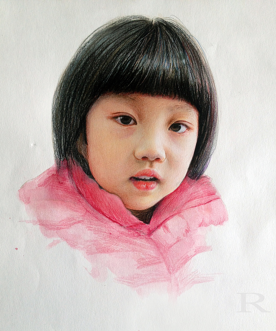 原创作品:彩铅 人物 小萝莉