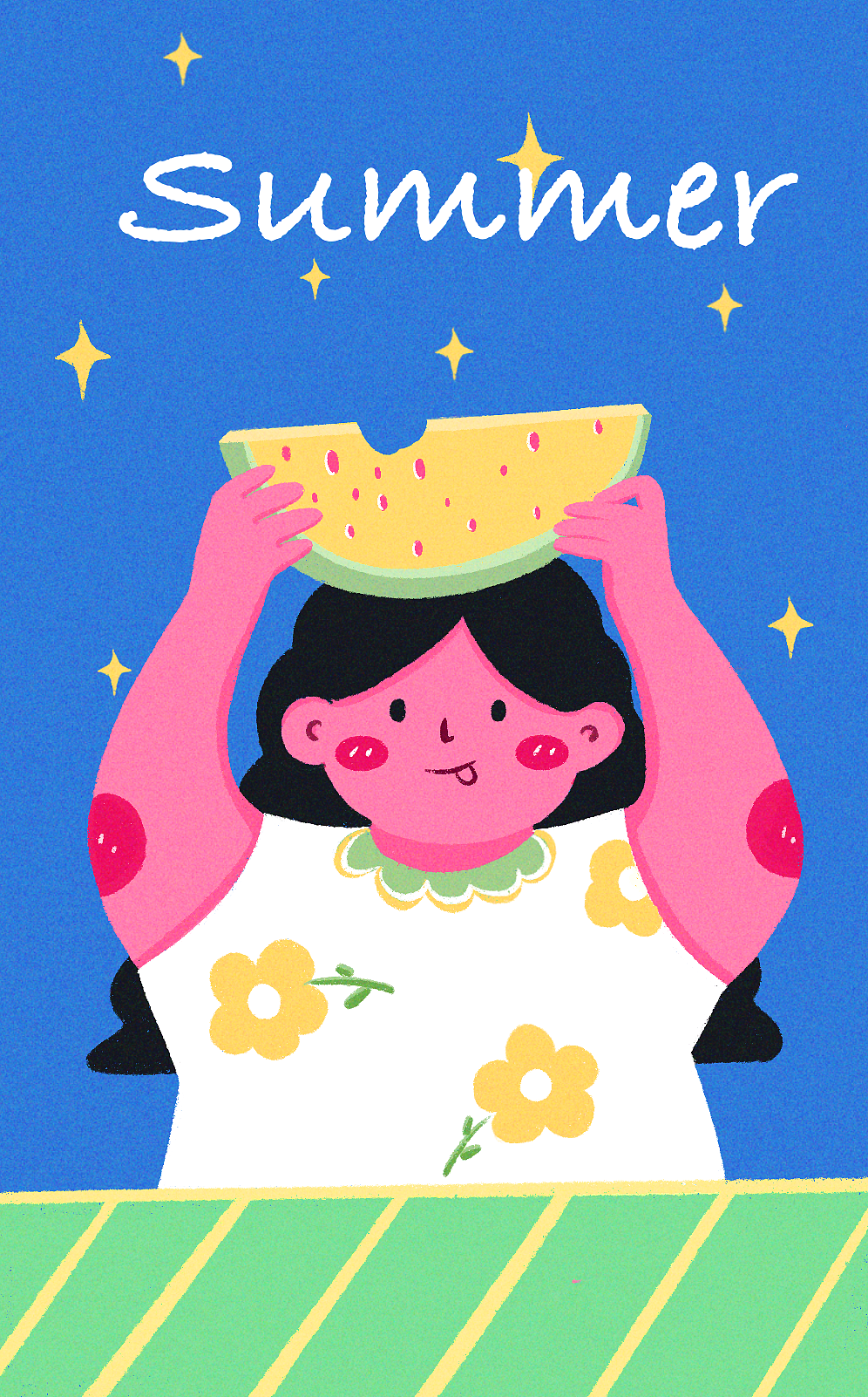 搞怪女孩的吃瓜日常（图ZMzE4NDAwODky） - 商业插画 - 站酷设计师阿晴儿原创素材 - 站酷ZCOOL