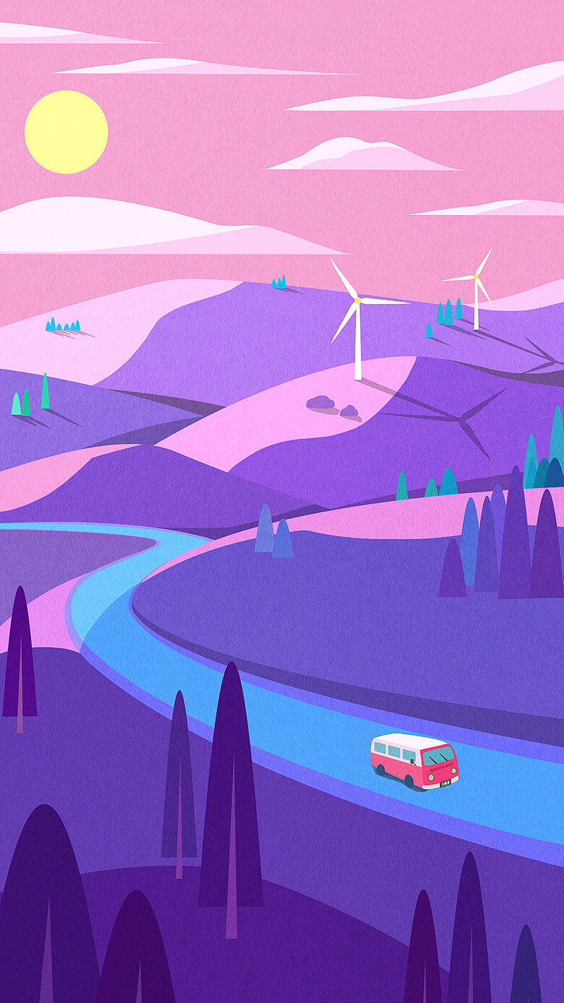 风景明信片插画配色