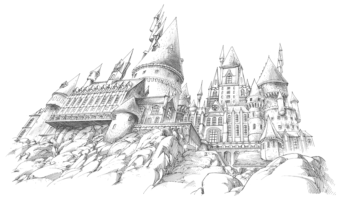 霍格沃茨城堡手绘图图片