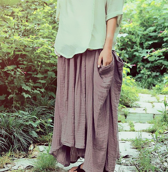 韵文原创设计 半身裙 感觉很旧的老棉布 鎏金