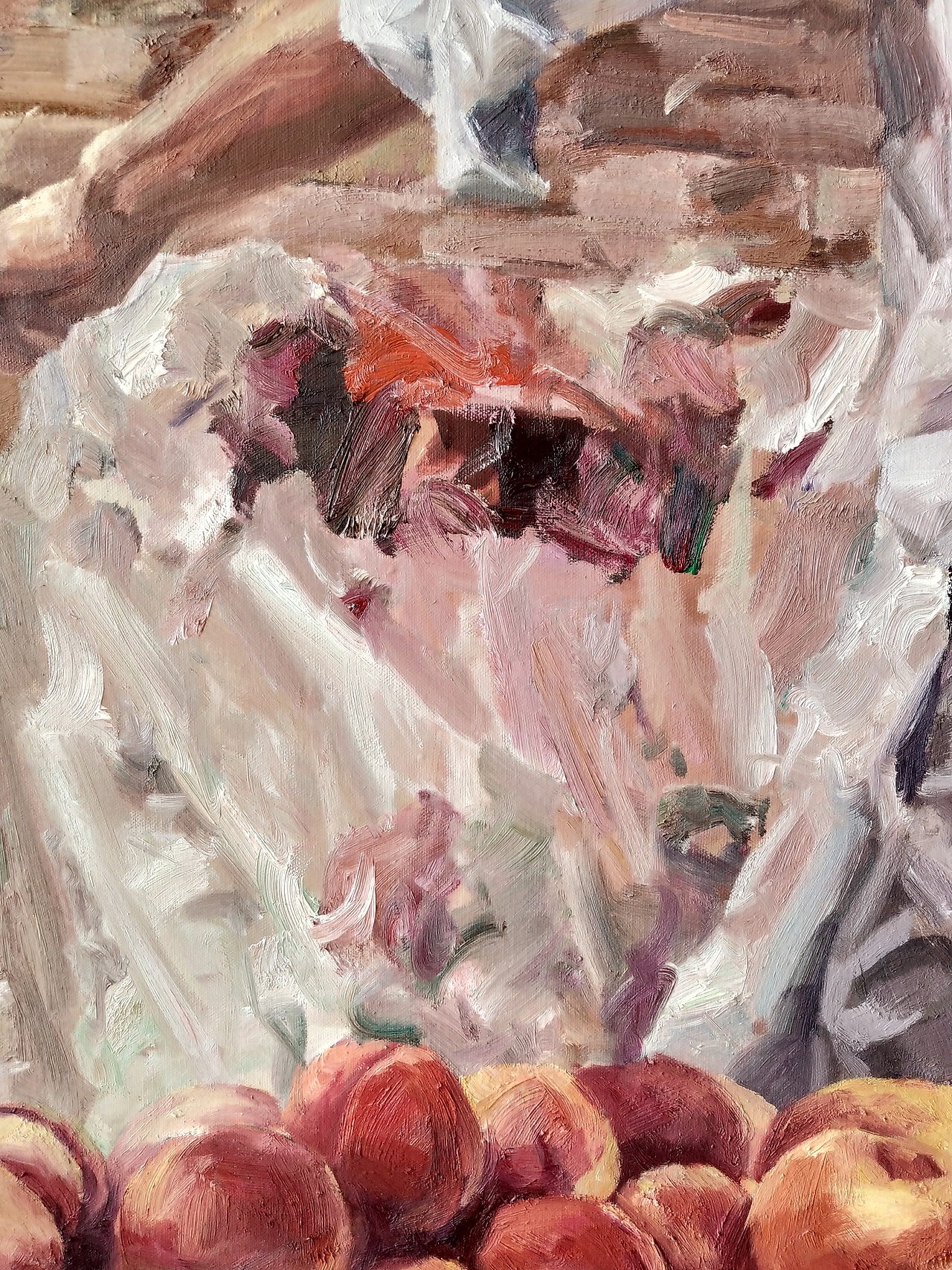 油画创作街头水果贩~