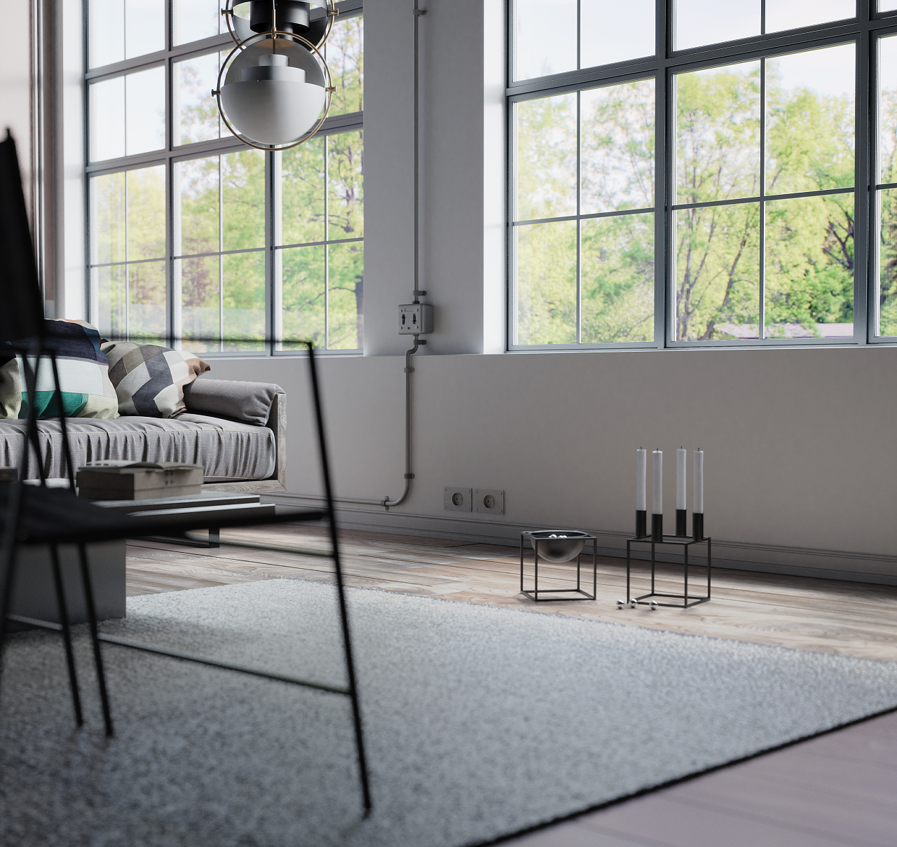 一套北欧极简主义室内渲染