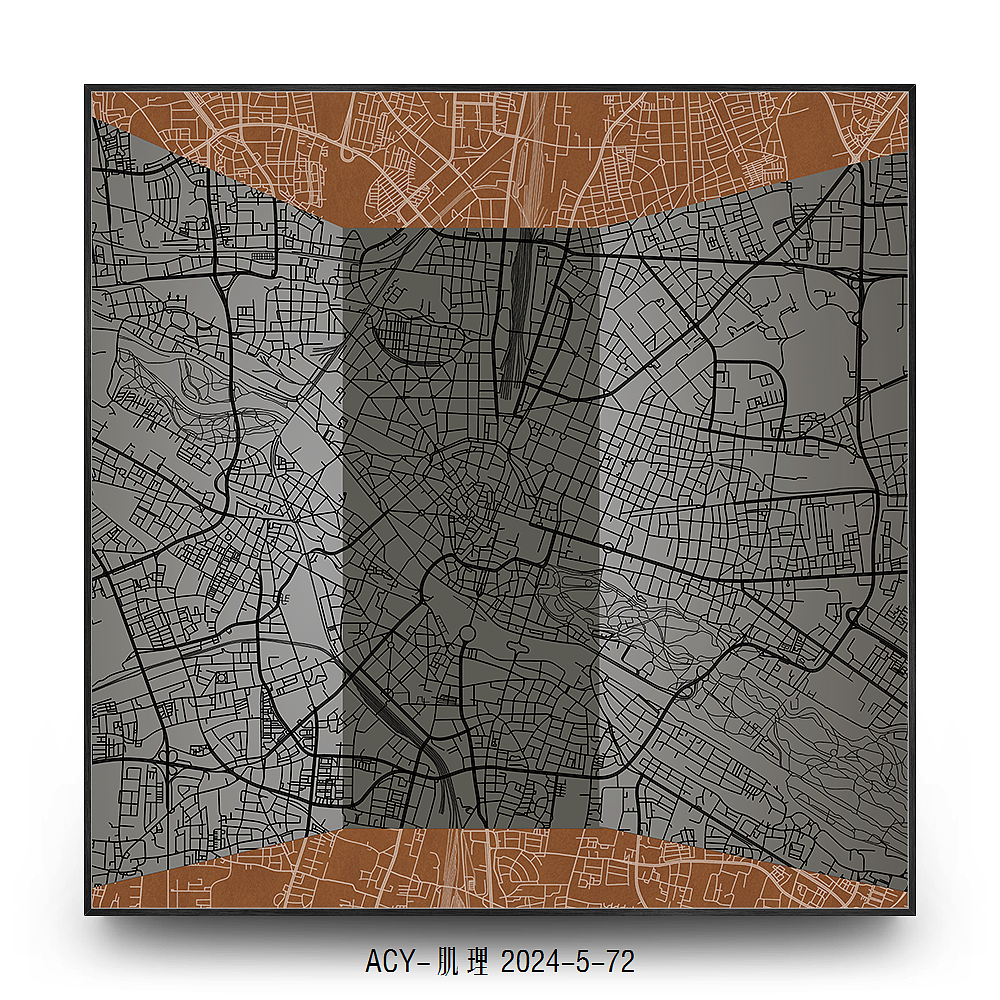 抽象线条浮雕立体肌理画