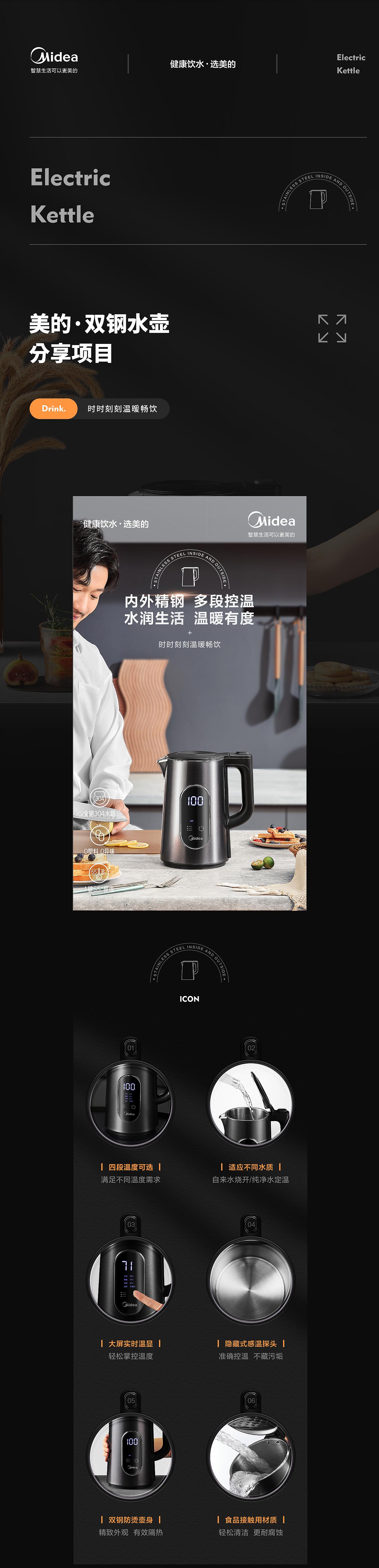 美的 X 方米视觉 双钢控温水壶 | 全案分享