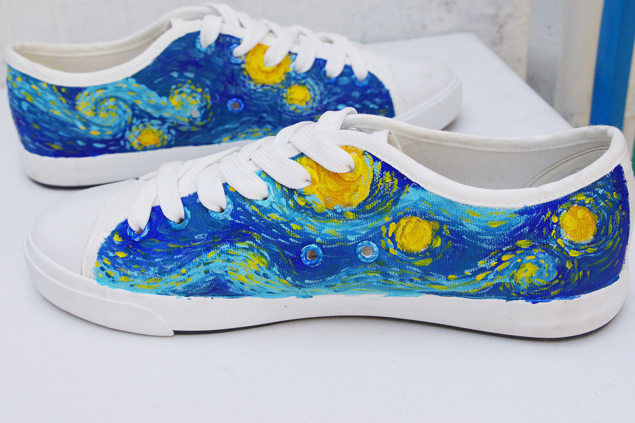 豹小玉手绘手绘鞋梵高的星夜