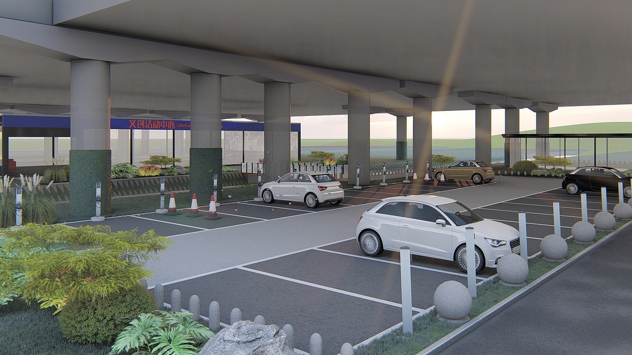 桥下空间停车场及配套_somnusminister-站酷zcool