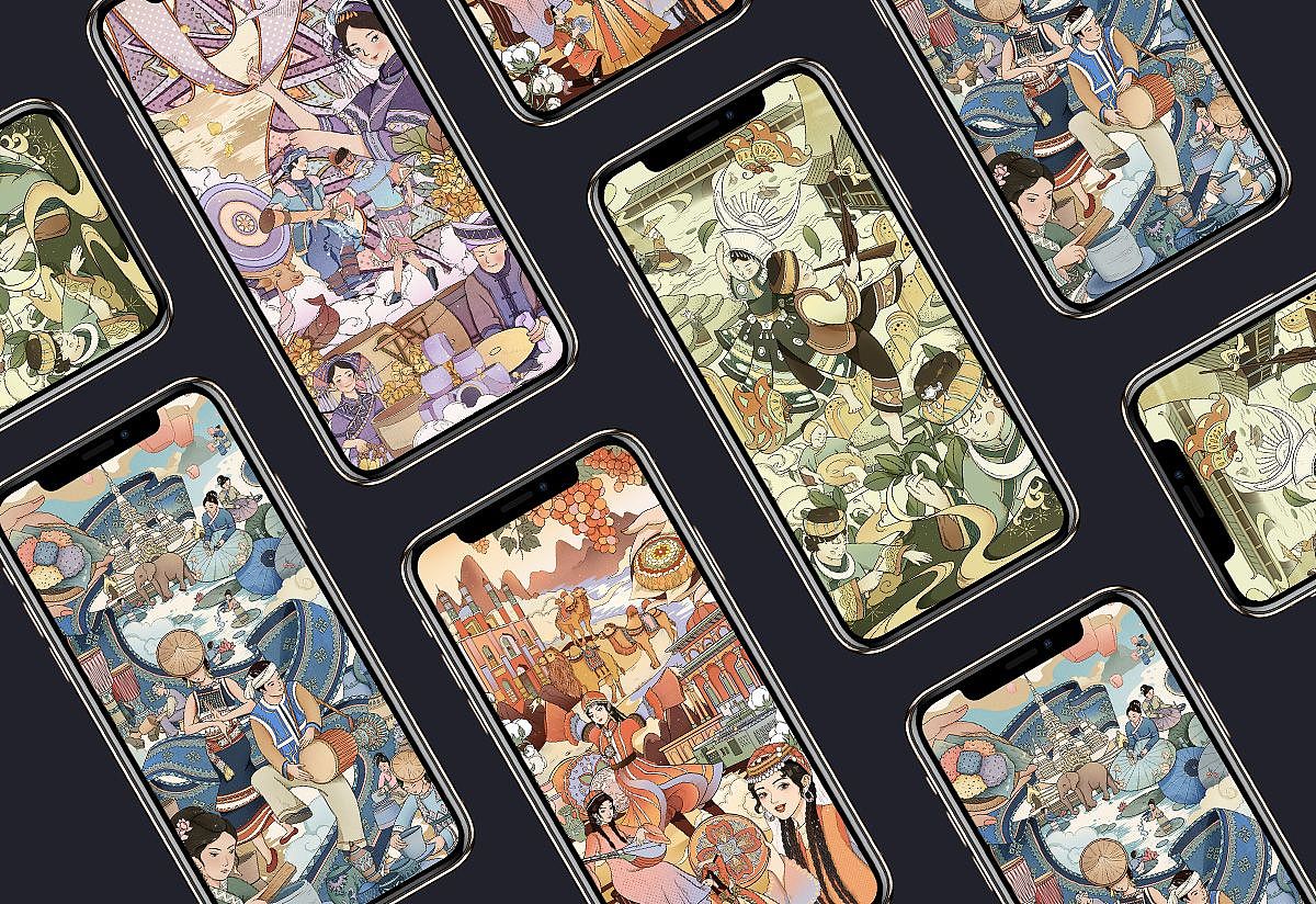 民族系列插画合集｜8张~（图ZMzQ3MDQwMjM2） - 商业插画 - 站酷设计师花颜HY原创素材 - 站酷ZCOOL