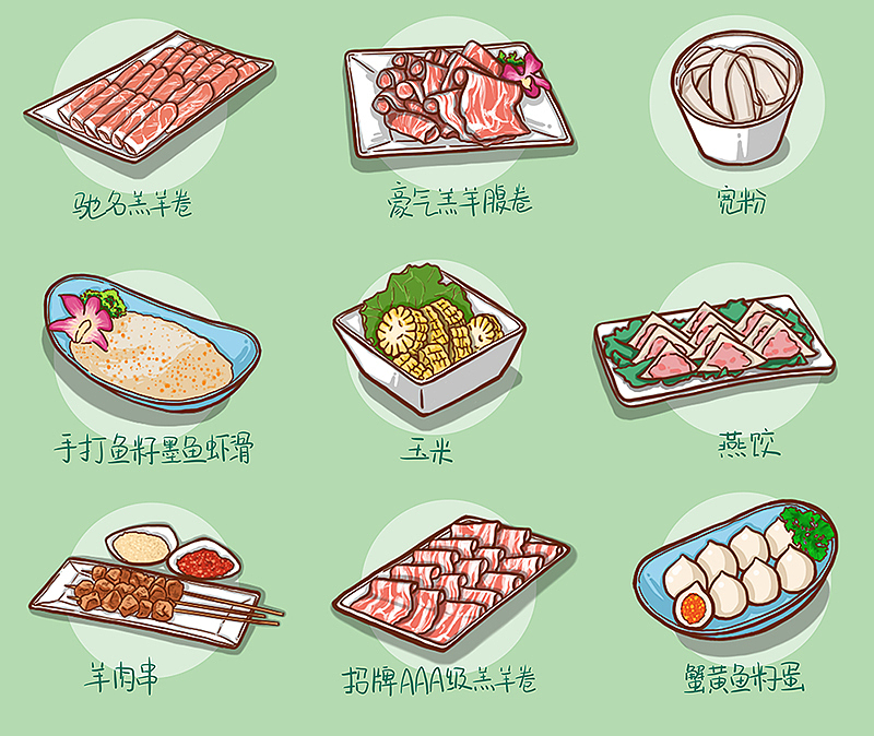 近期服务客户画的一些小食物
