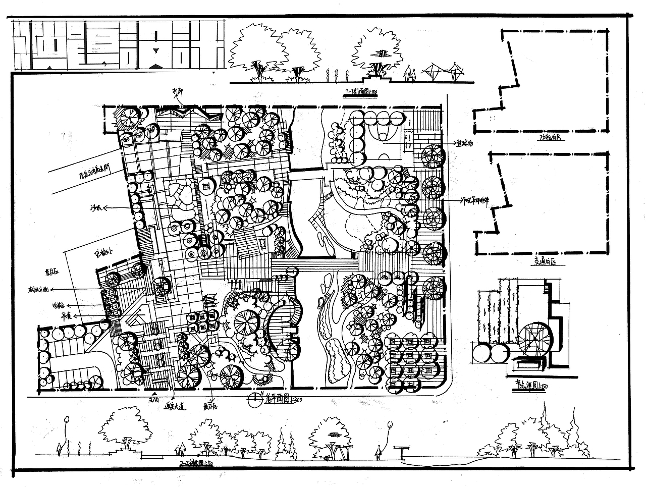 园林快题黑白线稿设计(一)