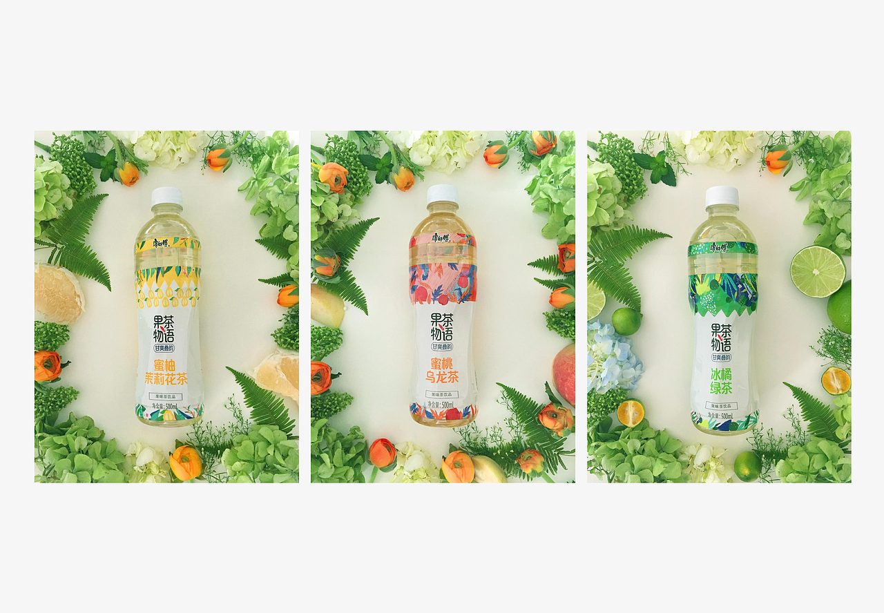 康师傅果茶物语原创插画包装设计