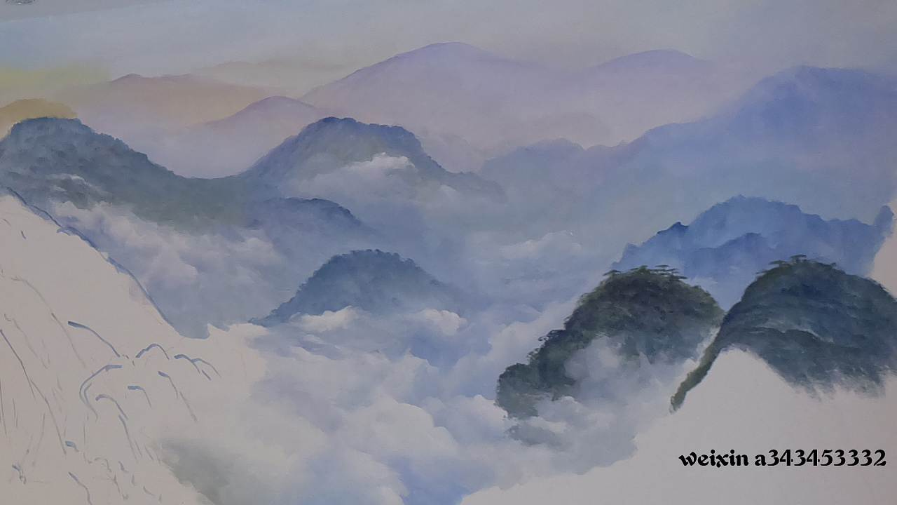 大厅背景山水风景壁画