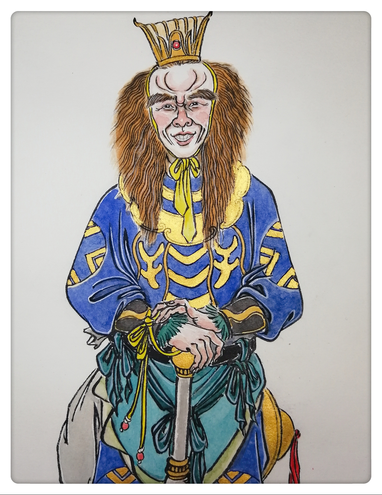 塑新斋潘纪坤手绘古风插画西游记人物造型黄眉大王