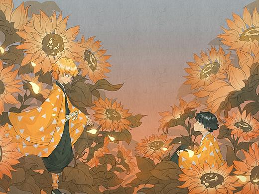 我妻善逸X向日葵（個人主頁-ZNDExNjA4ODQ=） - 創(chuàng)作習作 - 站酷設計師蘇俺原創(chuàng)素材 - 站酷ZCOOL