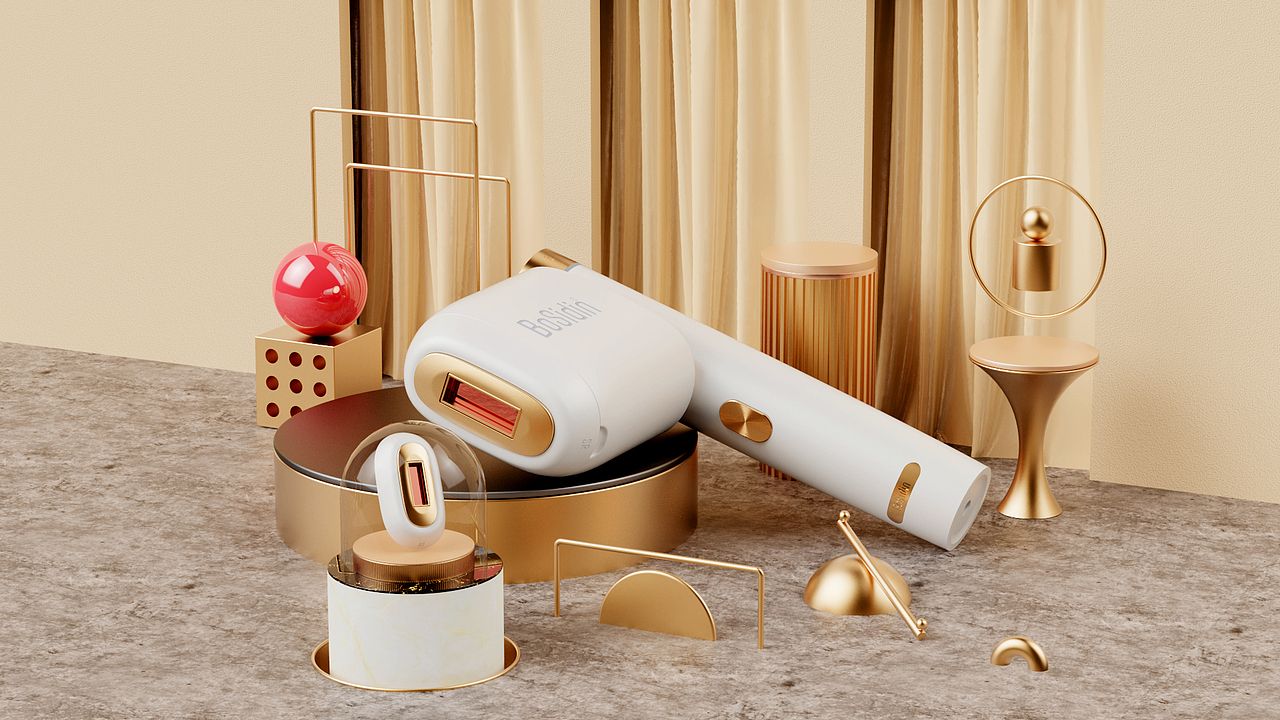 脱毛仪场景渲染 3d设计 c4d keyshot 产品渲染