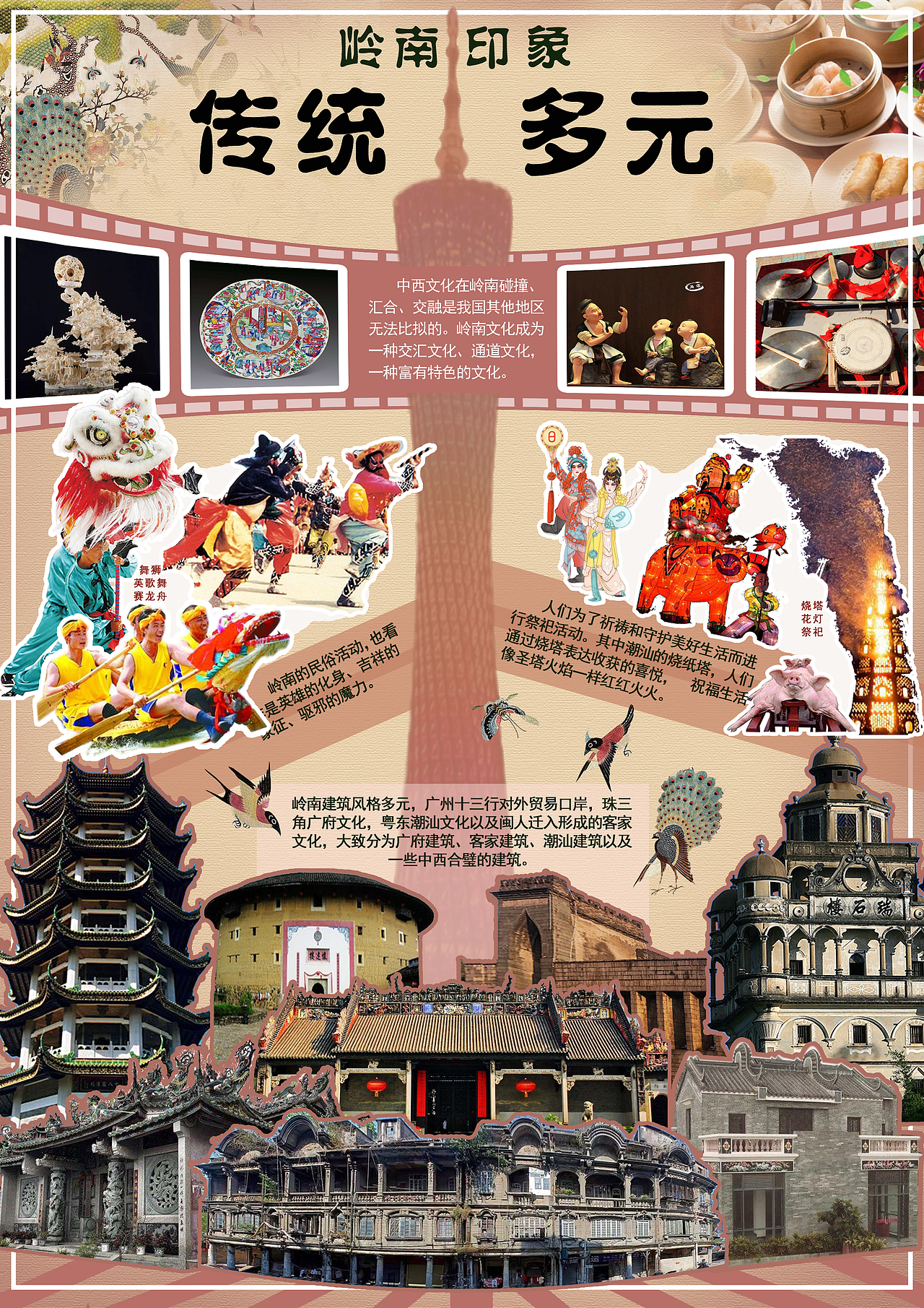 岭南印象剪贴海报（图ZMjA4MjU1NjYw） - 海报 - 站酷设计师糖霜超大橘原创素材 - 站酷ZCOOL