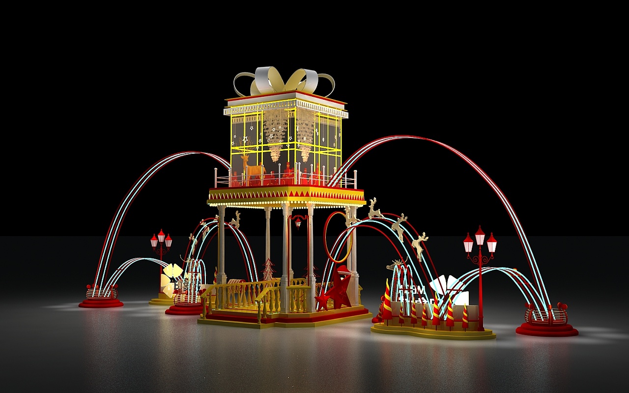 圣诞中庭美陈 打卡点 效果图设计