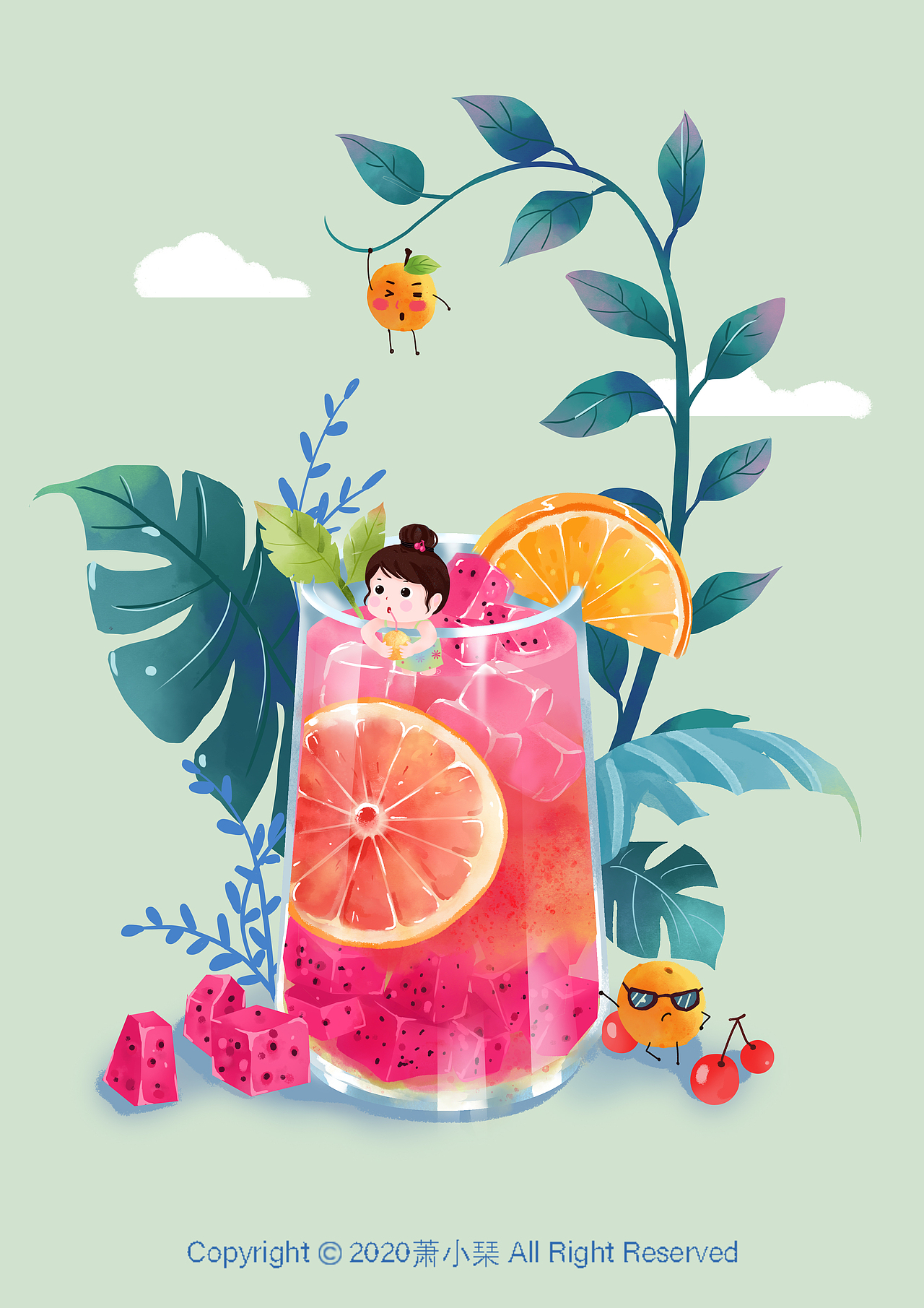 水果茶|插画|商业插画|萧小琹_原创作品-站酷zcool