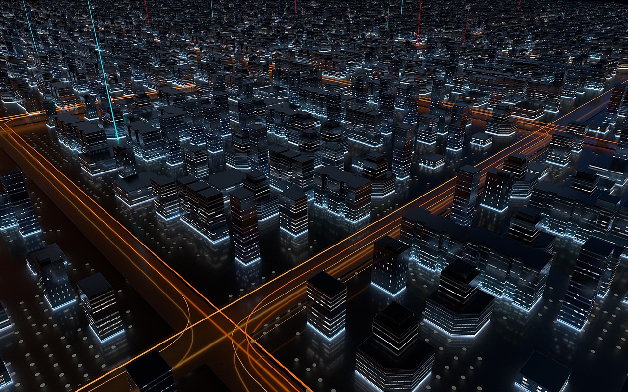 数字城市插画三维设计