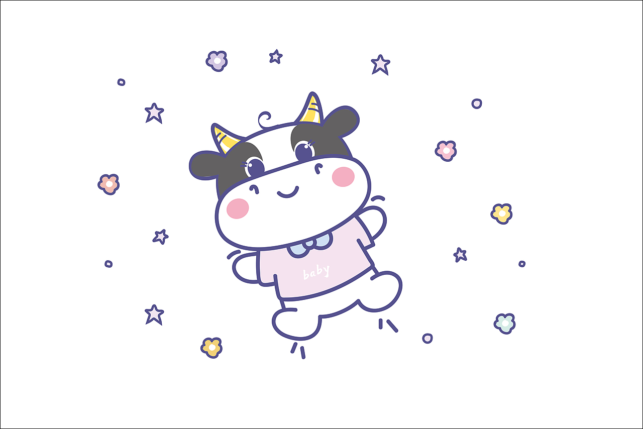 牛卡通可爱插画表情包 T恤衣服转印烫画贴定制（图ZMjUyMjUzMzI4） - 商业插画 - 站酷设计师阿茹生肖IP原创素材 - 站酷ZCOOL