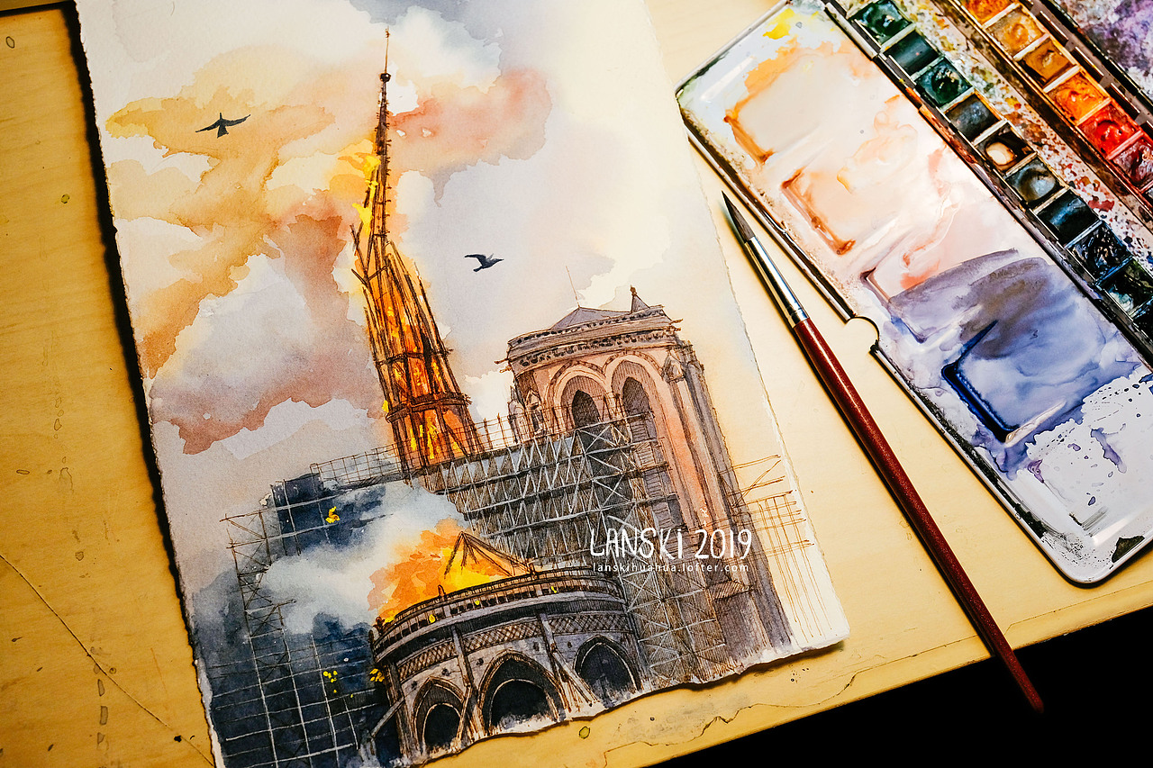 大火里的巴黎圣母院|插画|创作习作|lanskidesign_原创作品-站酷zcool