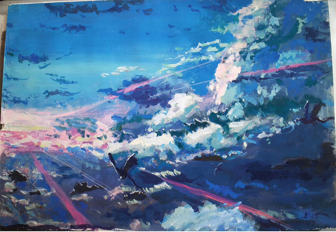 风景水粉画8k