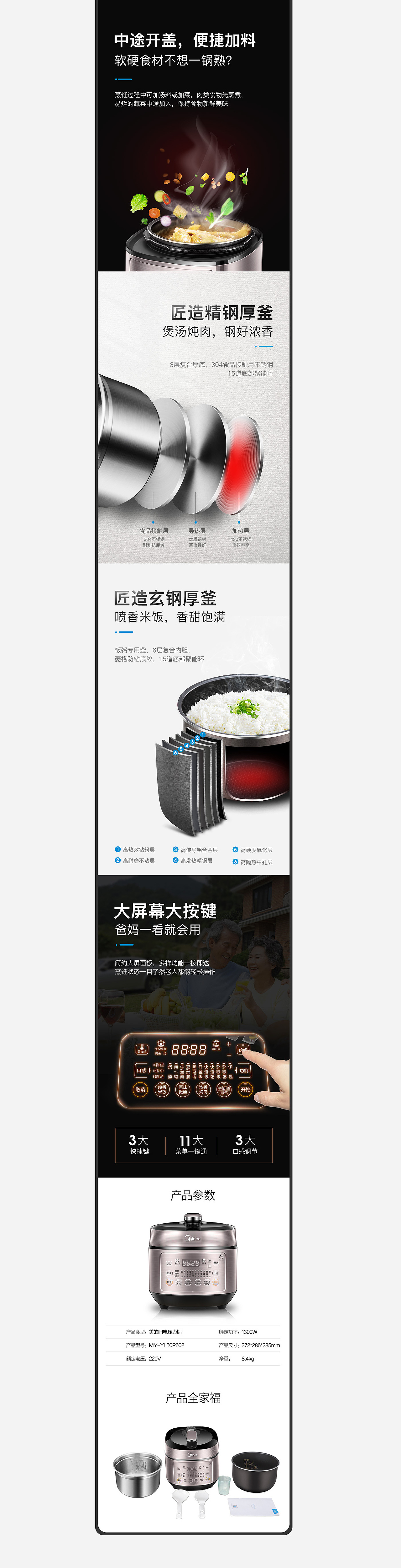 美的电压力锅&酱板鸭详情页设计案例（图ZMjIxNTk1MzEy） - 电商 - 站酷设计师动感视觉电商设计原创素材 - 站酷ZCOOL
