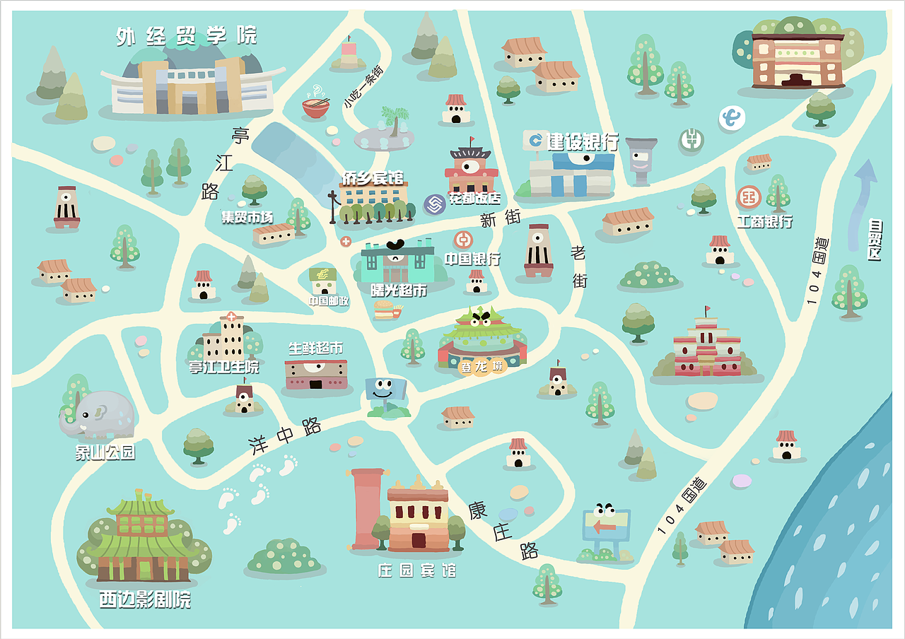 手绘地图作品|插画|商业插画|eolin94_原创作品-站酷zcool